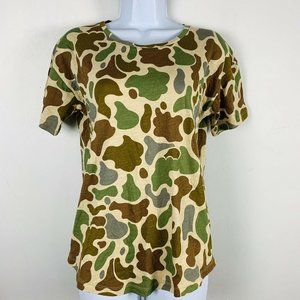 Madewell Top S Green Camouflage Short Sleeve TP54